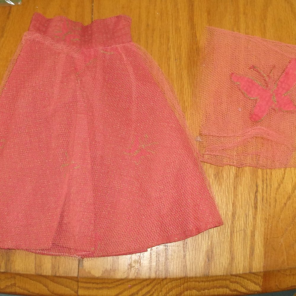 Terri Lee doll clothes untagged red butterfly dress shawl